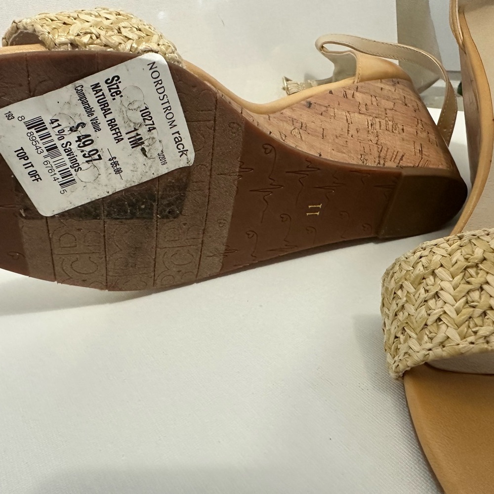 BC Tan Woven Strap Wedge Sandals - Picture 5 of 9